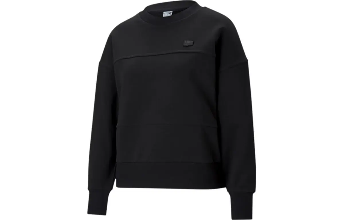 PUMA Sweatshirts Women's Black Crew Neck Moderate Regular