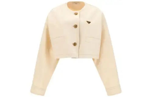 PRADA Jackets Women's Beige Crew Neck Moderate Other