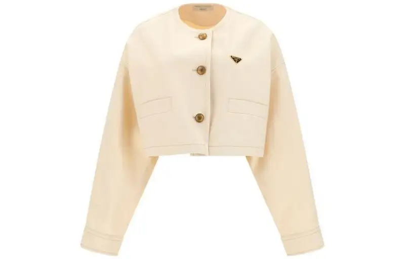 PRADA Jackets Women's Beige Crew Neck Moderate Other