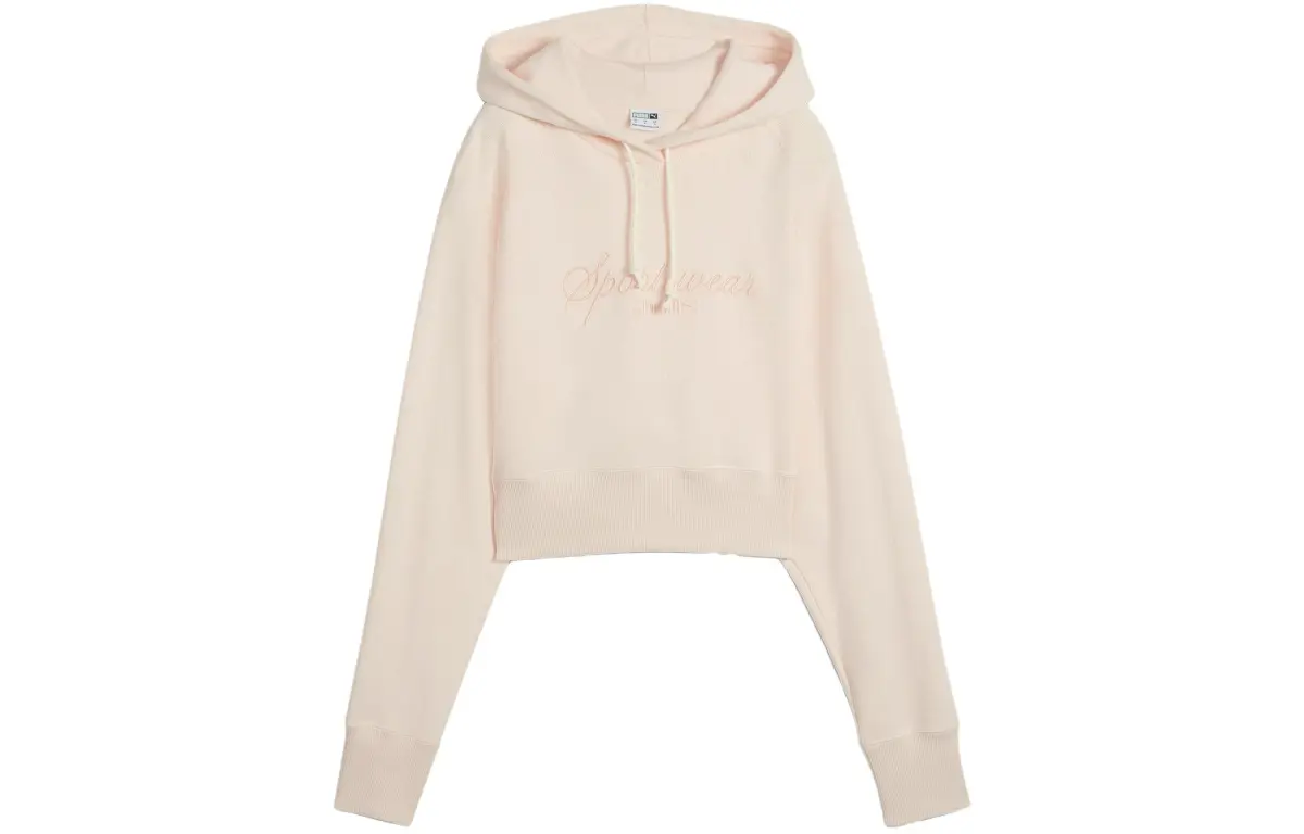 PUMA CLASSICS+RELAXED CROPPED HOODIE Sweatshirt Women's Peach Bamboo