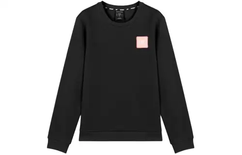 Skechers Letter Crew Neck Pullover Thickened And Fleece Lined Sports Sweatshirt Women's Black