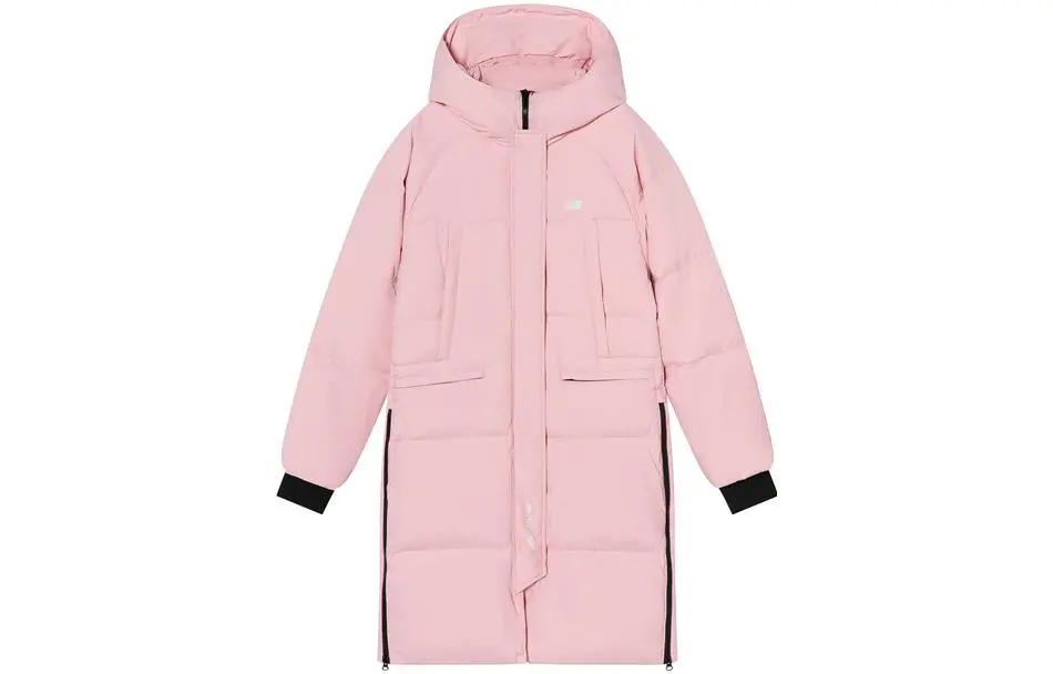 New Balance Down Jackets Women's Pink Hooded Thickened Quilted Down Jacket