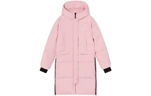 New Balance Down Jackets Women's Pink Hooded Thickened Quilted Down Jacket