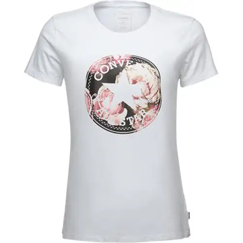 Converse T Shirts Women's White Crew Neck Moderate
