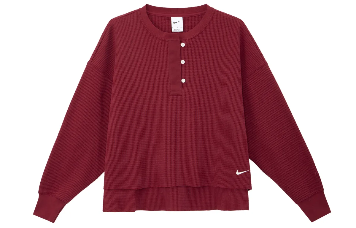 Nike Sportswear LUXE WAFFLE L/S CREW G Knitwear Women's Dark Red