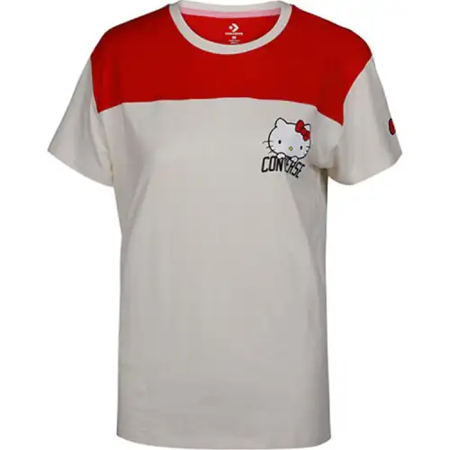 Converse T Shirts Women's White Crew Neck Moderate Straight Fit