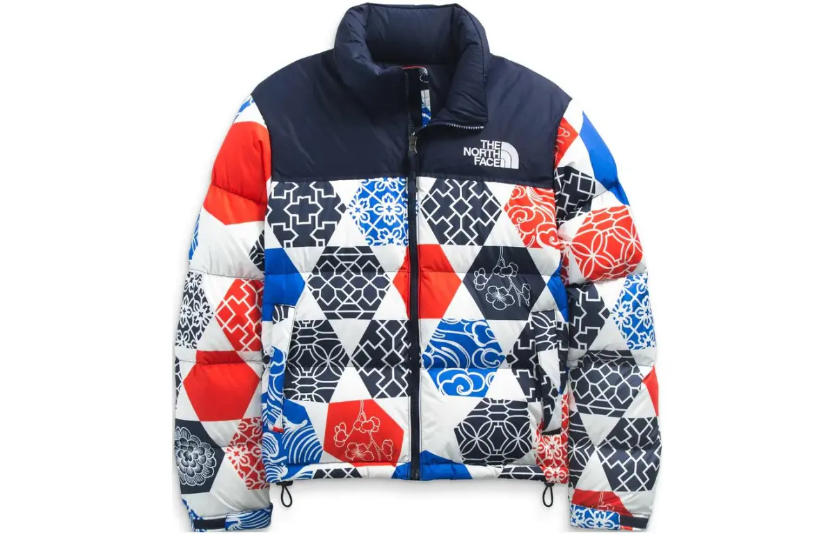 THE NORTH FACE Women's Printed 1996 Retro Nuptse Jacket Blue Ic Geo Print