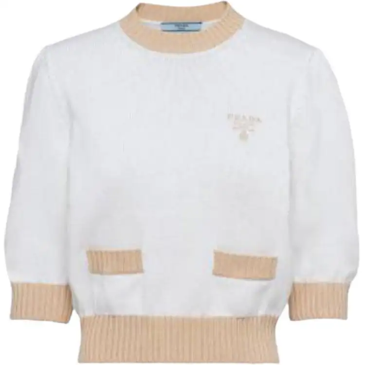 PRADA Logo-embroidered Cropped Jumper