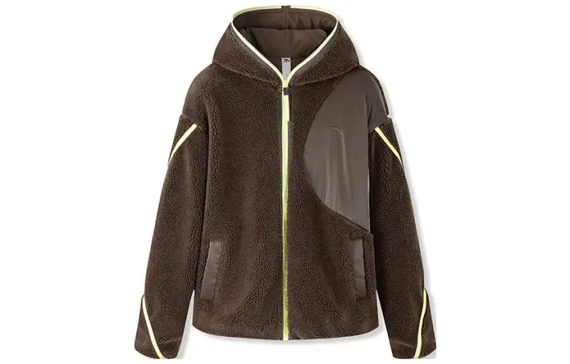 ANTA Jackets Women's Dark Chocolate Brown Hooded Thickened Mock Two Piece