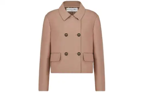 DIOR Jackets Women's Rose Pink Lapel Moderate Other