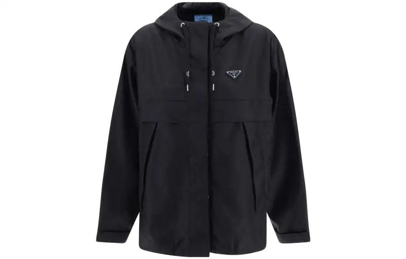 PRADA Jackets Women's Black Hooded Moderate Other
