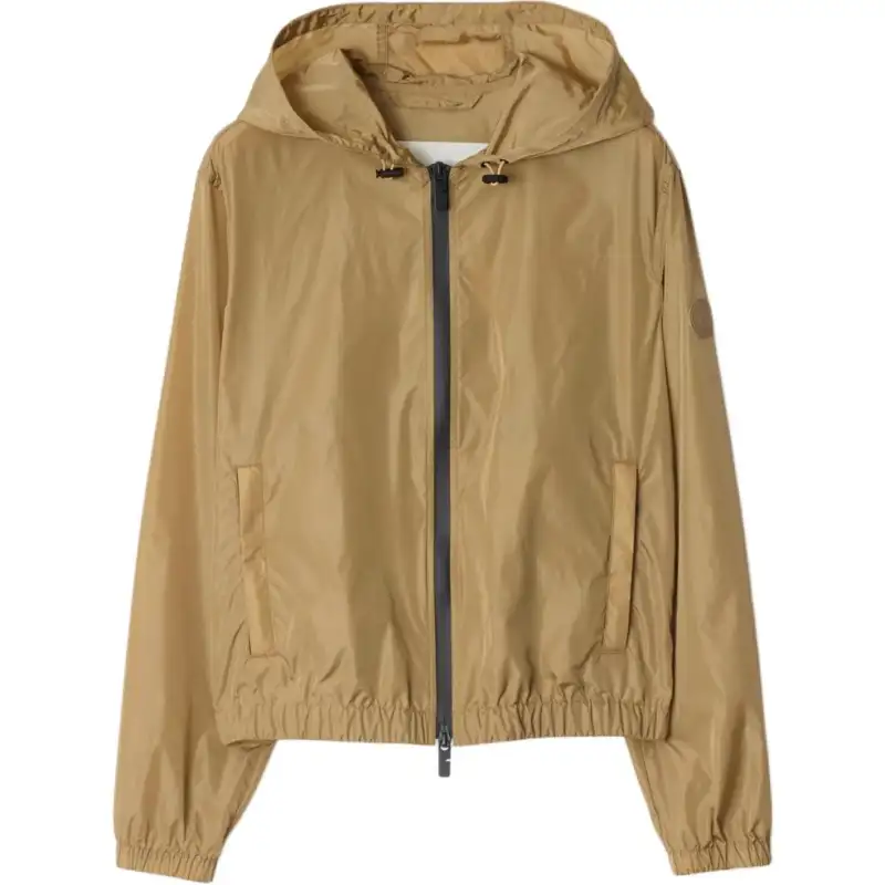 Burberry Logo Printed Hooded Zipped Jacket