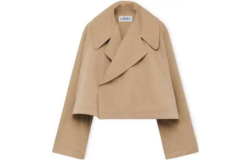 LOEWE Jackets Women's Beige Yellow Lapel Moderate Other