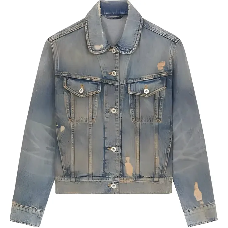 Kenzo Peter Pan-collar ripped denim jacket