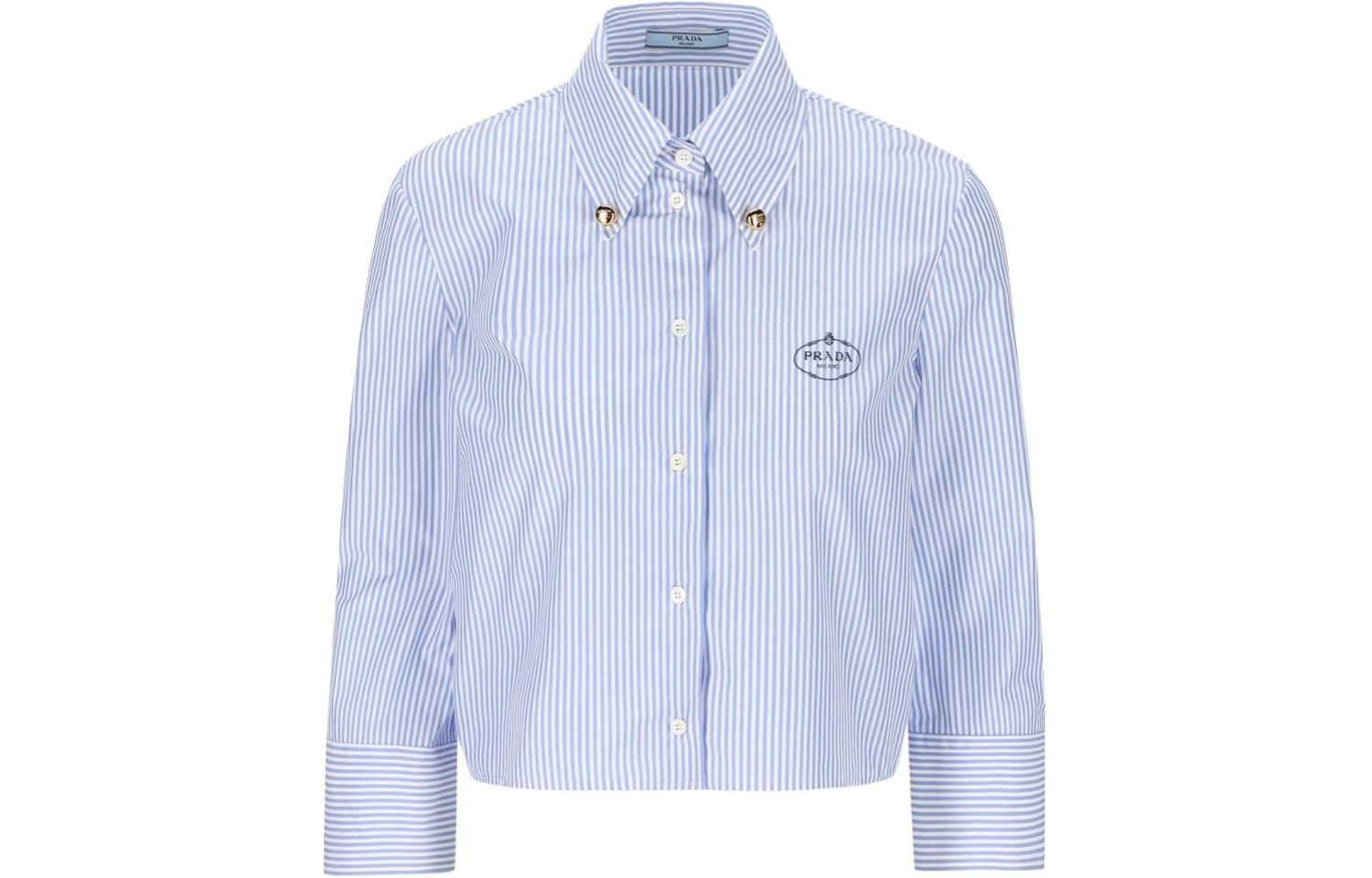 Женская рубашка Prada PRADA SS24 Logo (голубая)