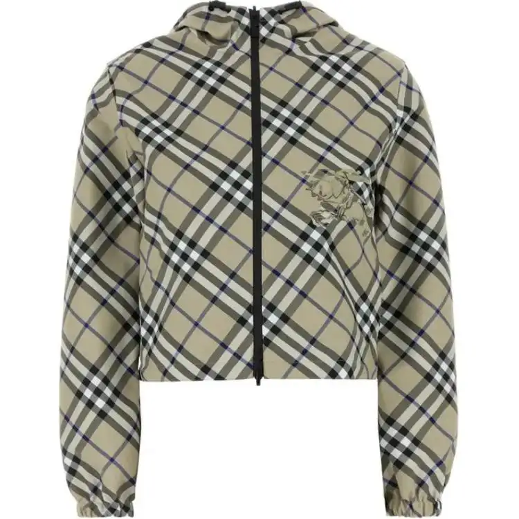 Burberry Checked Hooded Zip Up Reversible Jacket