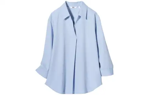 UNIQLO Shirts Women's Pink/Blue Pointed Collar Moderate Other
