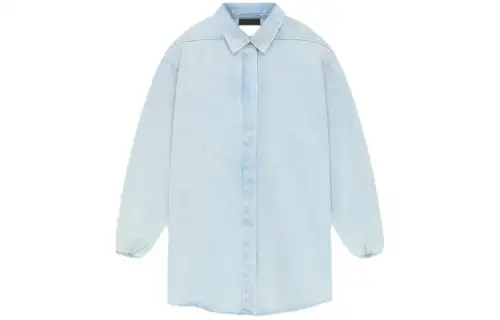Fear Of God Essentials Women's Button Down Shirt Light Wash Denim