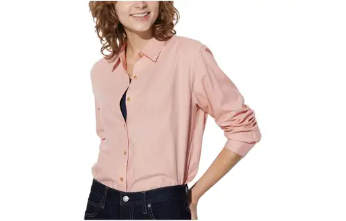UNIQLO Shirts Women's Pink Pointed Collar Moderate Shirt