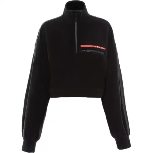 PRADA Sweatshirts Women's Black Stand Collar Moderate Other