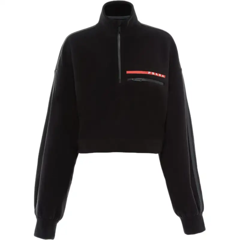 PRADA Sweatshirts Women's Black Stand Collar Moderate Other