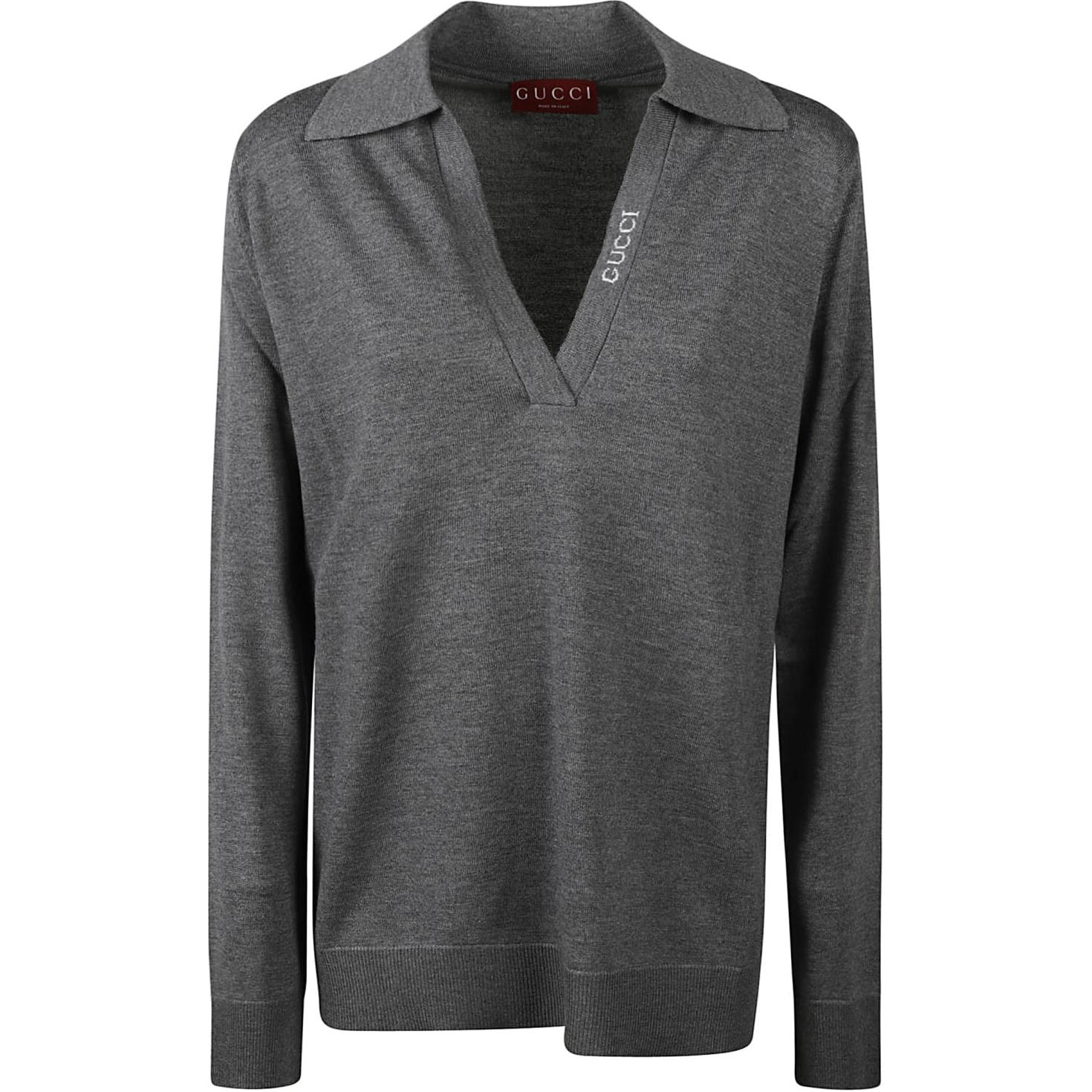 GUCCI Logo Intarsia Collared Sweater