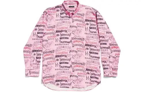 Balenciaga Allover Logo Printed Oversized Shirt