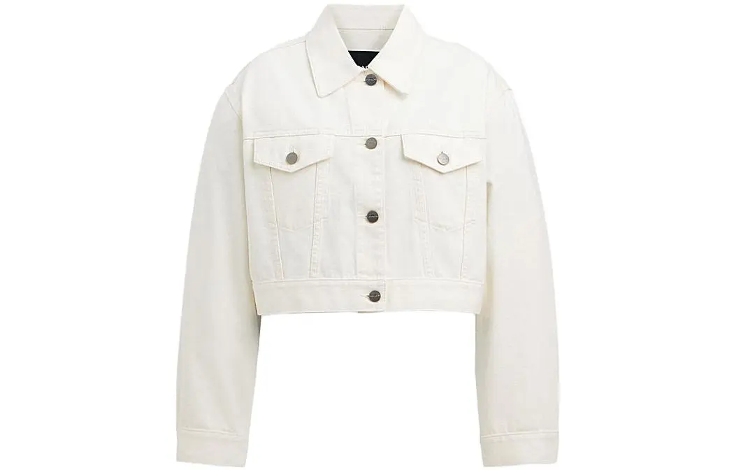 COACH Cropped Coats Women's White Lapel Moderate Other