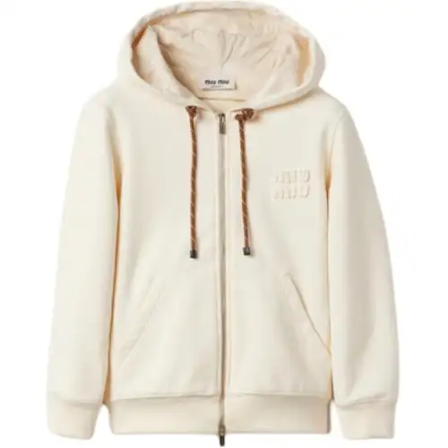 MIU MIU Logo Patch Zipped Hoodie