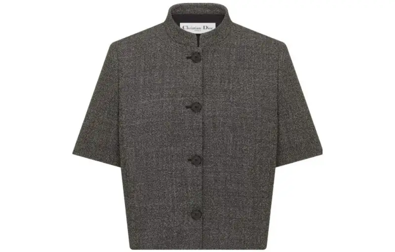 DIOR Jackets Women's Gray Stand Collar Moderate Other