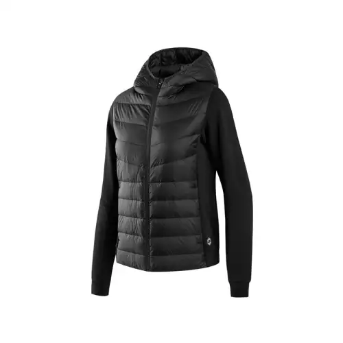 Skechers Sports Collection Down Jackets Women's Carbon Black Hooded Moderate Down Jacket