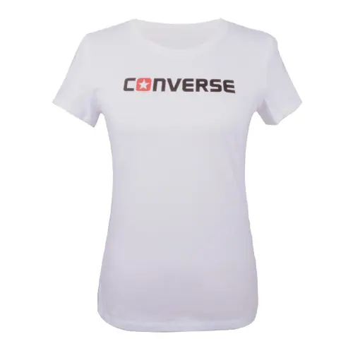Converse T Shirts Women's White Crew Neck Straight Fit
