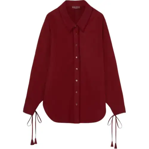 GUCCI Drawstring Collared Long Sleeve Shirt