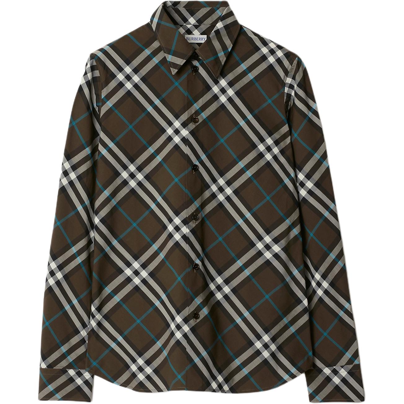 Burberry Burberry striped plaid single-breasted long-sleeved shirt women's brown
