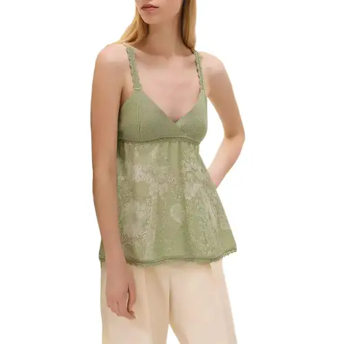 HERMES Camisoles Women's Green V Neck Moderate Other