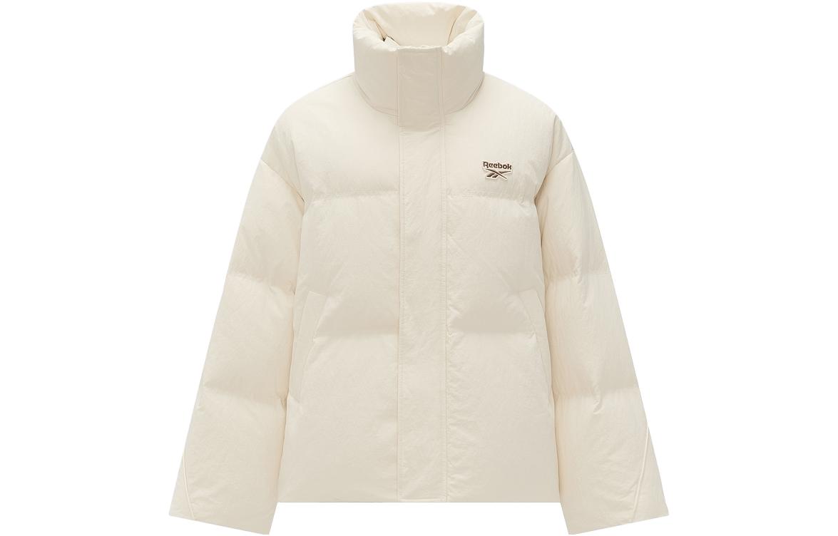 Reebok Down Jackets Women's Ecru Stand Collar Fleece Lined Other