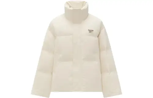 Reebok Down Jackets Women's Ecru Stand Collar Fleece Lined Other
