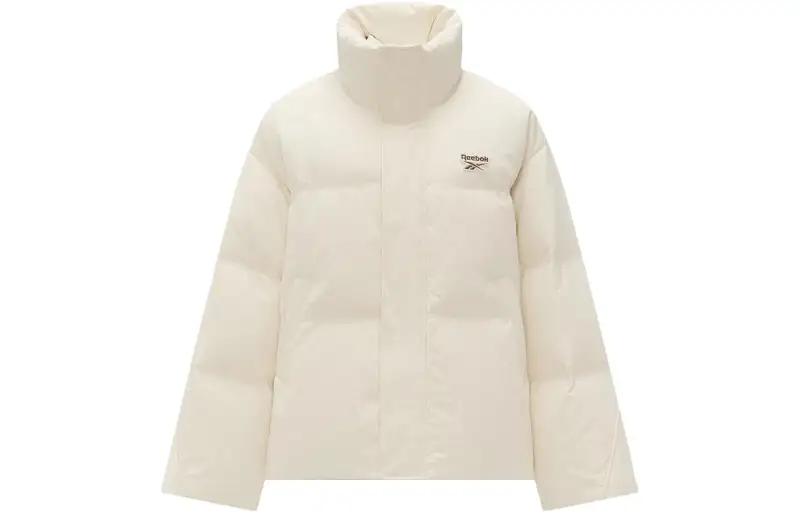 Reebok Down Jackets Women's Ecru Stand Collar Fleece Lined Other