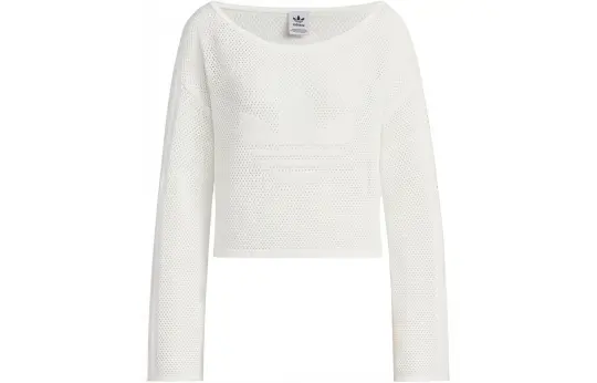 Adidas Originals Knit Sheer Long Sleeve Top Knitwear Women's White