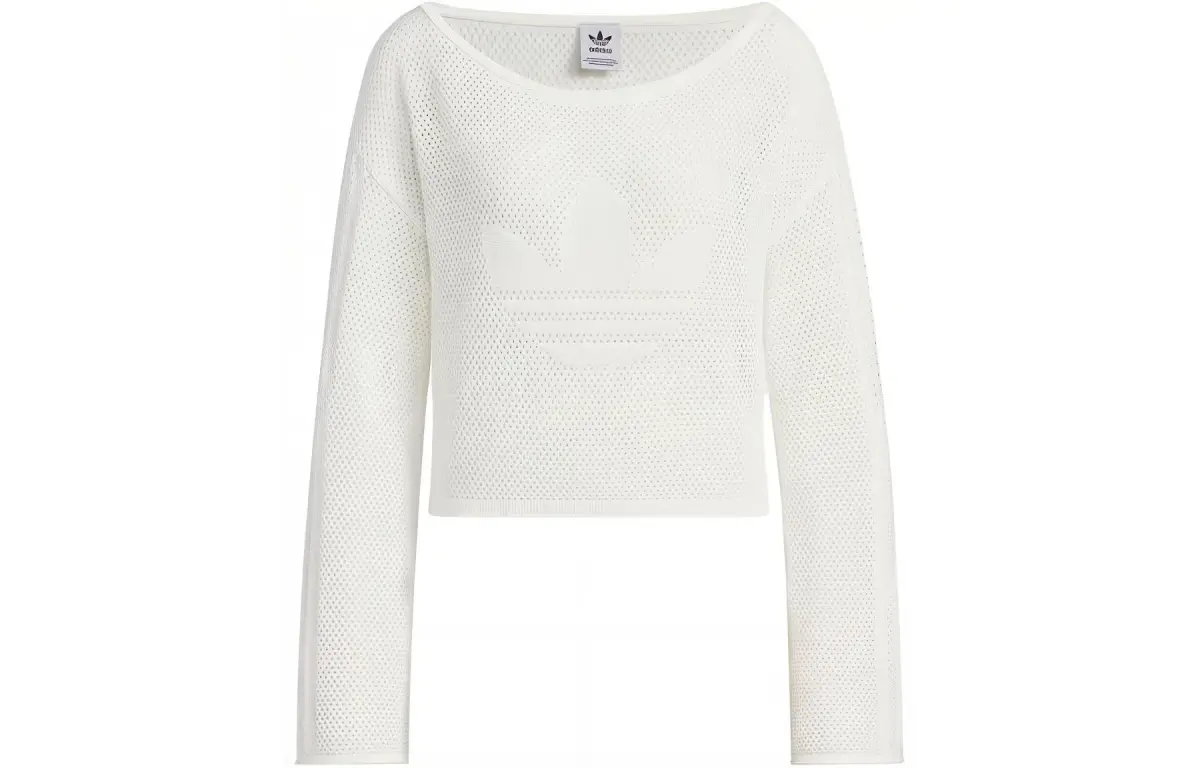 Adidas Originals Knit Sheer Long Sleeve Top Knitwear Women's White