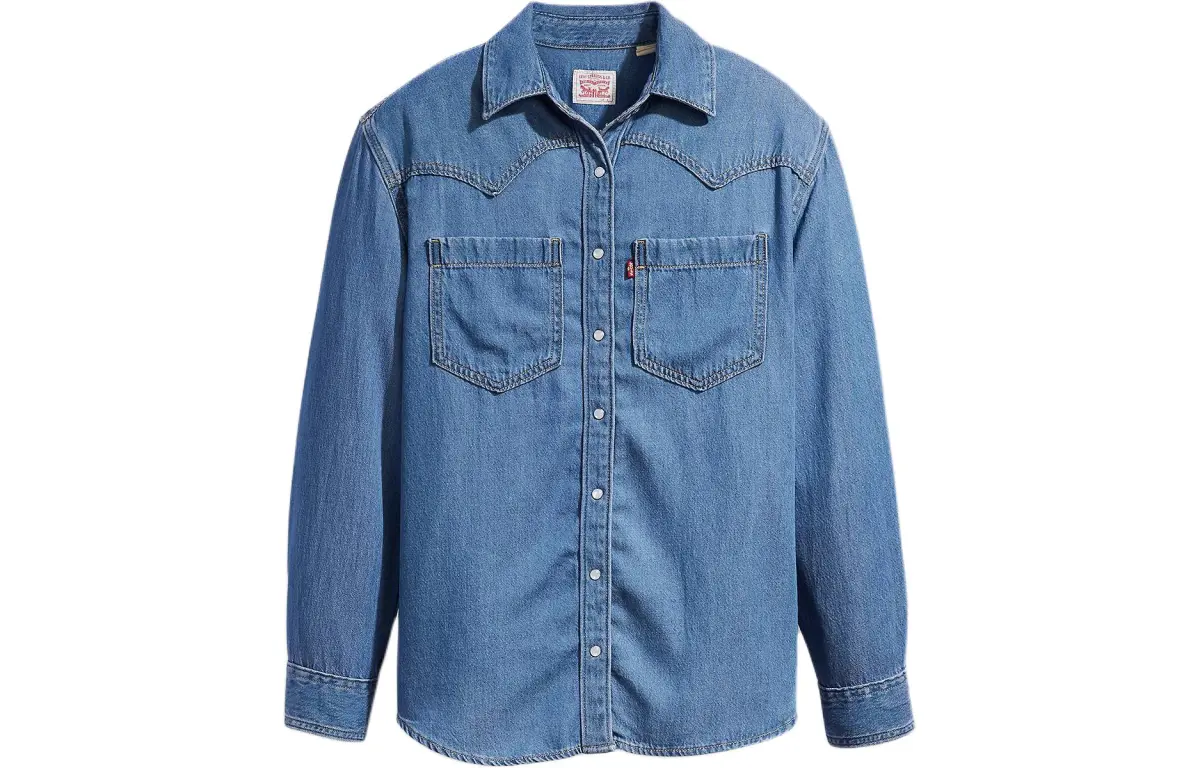 Levi's Shirts Women's Blue Square Collar Moderate Straight Fit