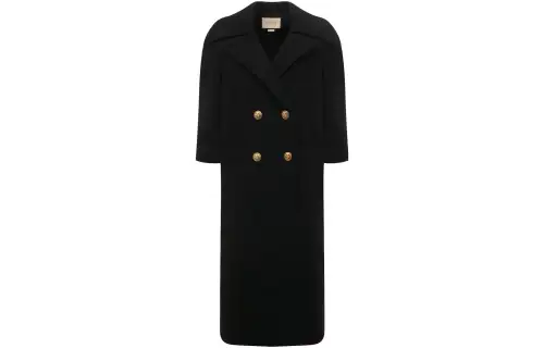 GUCCI Double Breasted Collared Coat Black