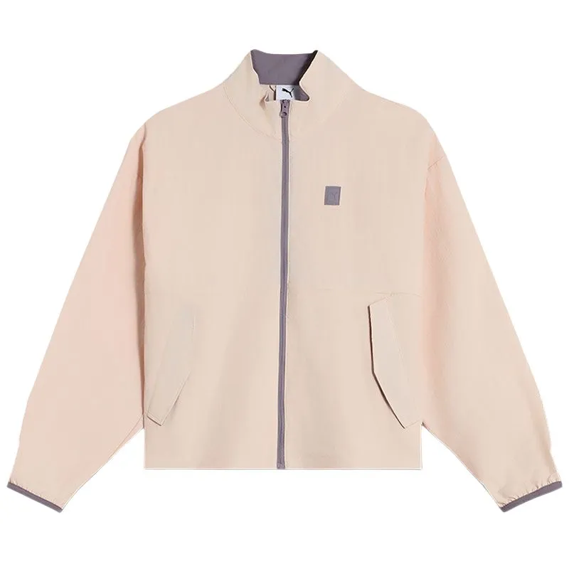 PUMA Jackets Women's Pink Stand Collar Moderate Straight Fit