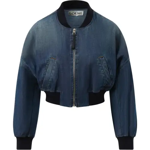 LOEWE Denim Bomber Jacket 'Washed Blue'
