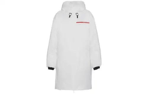 PRADA Coats Women's White Hooded Moderate Straight Fit