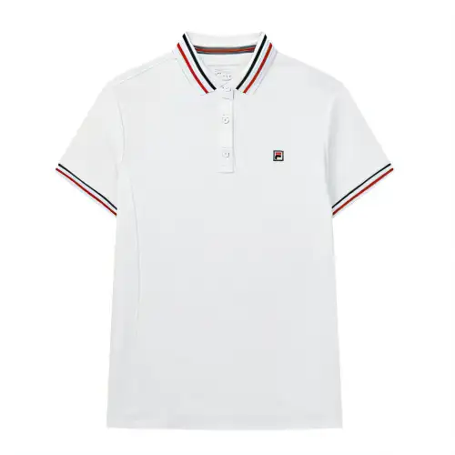 FILA Polo Shirts Women's White Polo Collar Moderate Straight Fit