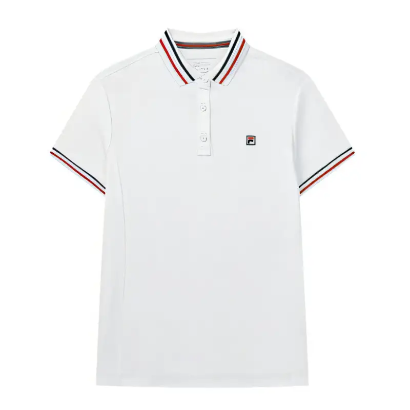 FILA Polo Shirts Women's White Polo Collar Moderate Straight Fit