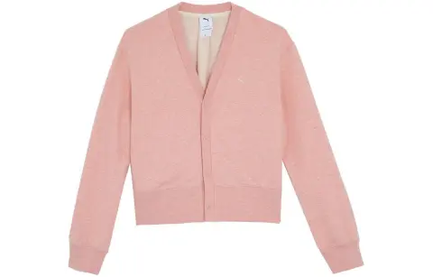 PUMA Knitwear Women's Pink V-neck Moderate Cardigan