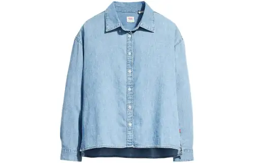 Levis Shirts Women's Sky Blue Square Collar Moderate Denim