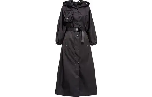 PRADA Coats Women's Black Hooded Moderate